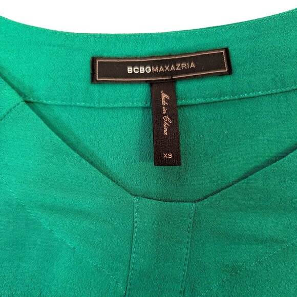 BCBGMAXAZRIA | Tunic Dress Ultra Green "Levin” Pleated  | Size XS - Picture 6 of 12